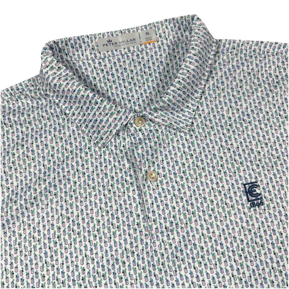 Peter‎ Millar Featherweight UPF 50+ Golf Polo Shirt Mens Sz XL AOP Short Sleeve